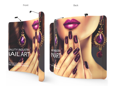 Custom 10ft Curved & Collapsible Tension Fabric Trade Show Backwall Display